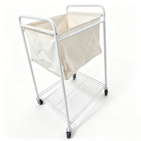 Chariot à linge mobile en toile, panier de rangement pour vêtements sales avec roulettes pivotantes amovibles, cadre en tube de fer et sac en tissu de coton