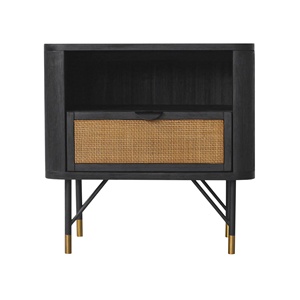 Saratoga Nightstand Black Acacia Rattan <b>Drawer</b> Storage Bedroom Furniture - Product Image 2