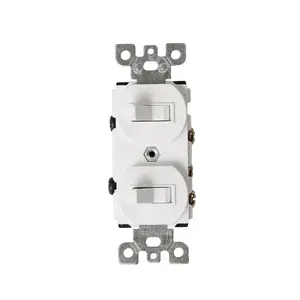 Popular American Standard In-Wall White Duplex Double Toggle Switch, ETL Listed