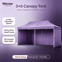 Tente de réception 10x20 pieds avec structure en acier, imperméable - Abri portable anti-UV robuste pour plage, exposition, sport et protection solaire