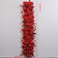 200*45cm rote Hochzeit künstliche Blume Läufer Gang Blume Seide Rose Tisch läufer Party Hochzeit Bühne Hintergrund künstliche Blume