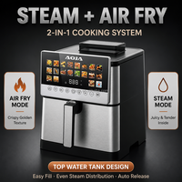 Friteuse à air numérique professionnelle personnalisée, sans huile, à écran tactile couleur rapide, en acier inoxydable, pour la maison, avec fonction vapeur