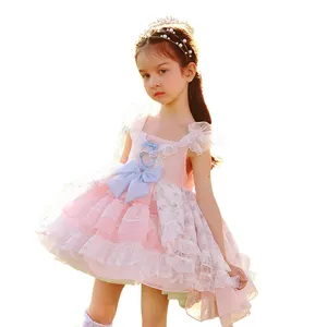 Abiti ragazza compleanno Chiffon lolita vestito per bambini ragazze da 2 a 14 anni flower girl dress frst compleanno gonna a coda di rondine