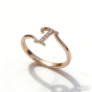 Anillo de compromiso unisex de oro macizo chapado en oro de 10K/14K con diamantes cultivados en laboratorio y circonitas, diseño de racimo, personalizado, bonito, para aniversario, con letras del alfabeto. - Product Image 1