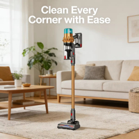 Aspirateur professionnel haute puissance 200W, léger, pour usage hôtelier, avec batterie amovible offrant 61-90 minutes d'autonomie à 33Kpa
