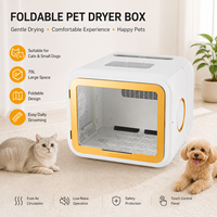 Séchoir pliable pour animaux de compagnie avec contrôle des odeurs à l'ozone, réglage de la température, flux d'air circulant, capacité 70L, séchage rapide pour chats et salles de bain