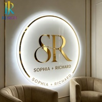 Letrero de Neón Acrílico Personalizado con Base Transparente, Letras Doradas en Espejo, Tablero LED para Salón de Belleza, Peluquería, Barbería, Letrero Comercial