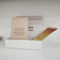 Impression de jeux de cartes d'affirmation de luxe personnalisés avec bordure dorée, cartes d'affirmation avec support en bois dans une boîte magnétique
