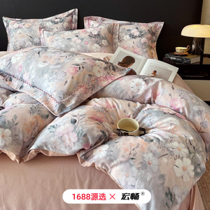Hongchang Brushed Cotton Bedding Set 133x72 Twill Digital Print Floral Pattern Autumn Winter Warmth - Product Image 3