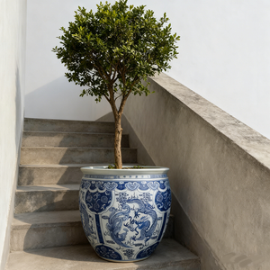 Maceta <span class=keywords><strong>de</strong></span> Bonsái <span class=keywords><strong>de</strong></span> Porcelana Azul y Blanca China con Patrón <span class=keywords><strong>de</strong></span> Dragón y Fénix, Maceta Grande <span class=keywords><strong>de</strong></span> Cerámica <span class=keywords><strong>para</strong></span> Árbol <span class=keywords><strong>de</strong></span> Bonsái <span class=keywords><strong>de</strong></span> Pino - Product Image 5