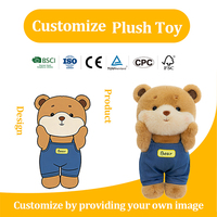 Ours en peluche personnalisé OEM sur mesure à partir d'image, mascotte en peluche avec logo et marque privée pour la vente en gros