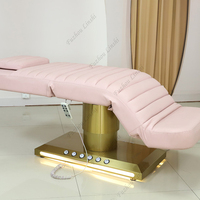 Lit de massage facial électrique moderne et professionnel, réglable, de luxe, portable, en PU, mobilier de salon de spa, 3 moteurs pour les soins de la peau et les cils