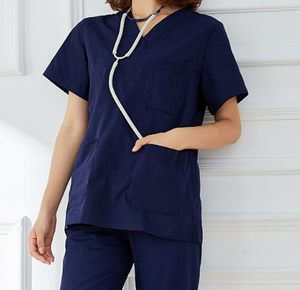 Traje Quirúrgico de Algodón Puro de Manga Corta Verde Oscuro para Médico y Enfermera, Bata de Aislamiento - Product Image 2