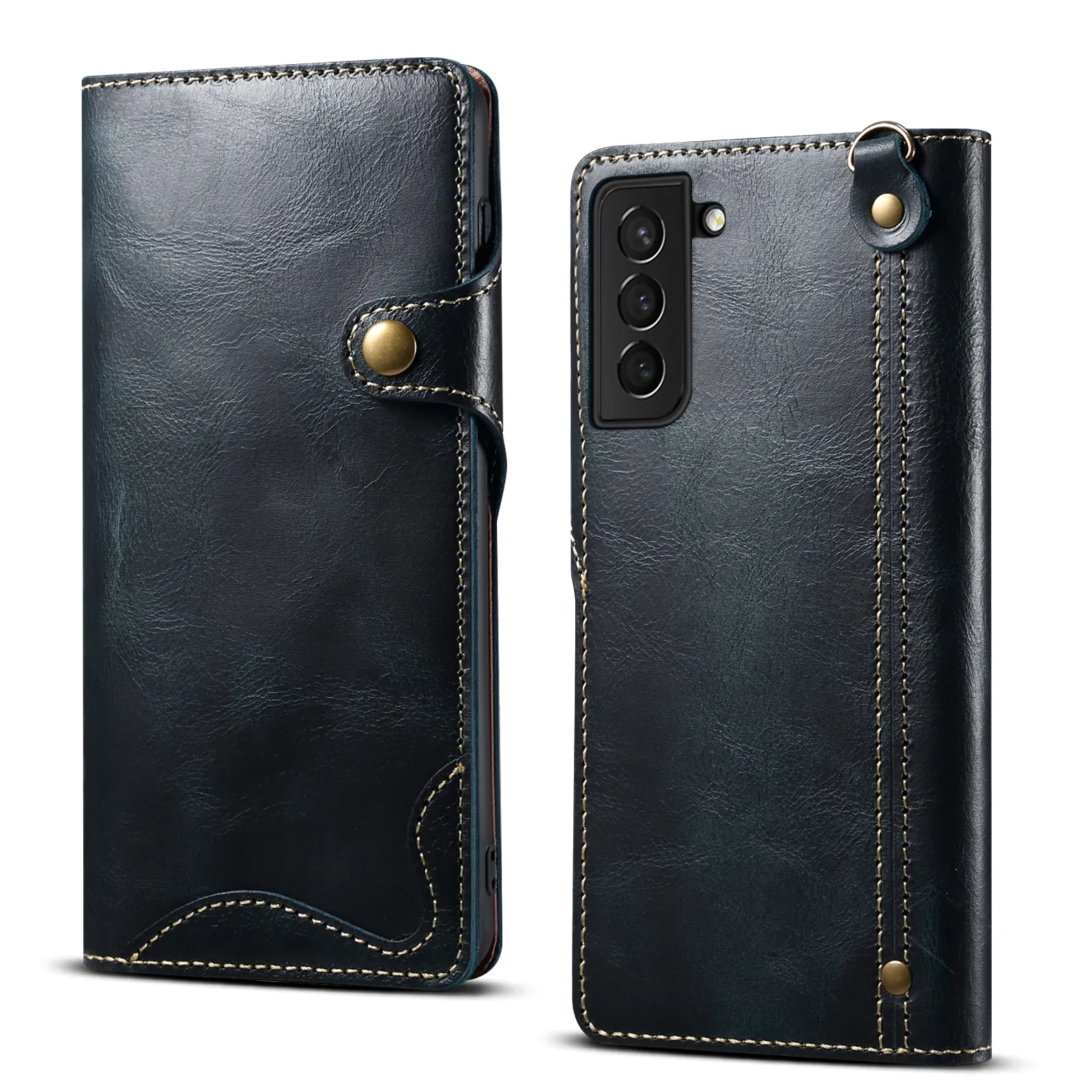 Lüks hakiki deri cüzdan Flip Samsung kılıfı Galaxy S23 FE kredi kart tutucu iş telefon kılıfı