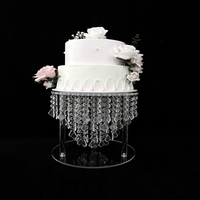 Support à gâteau élégant en acrylique transparent pour anniversaire de mariage, séparateur de gâteau de célébration avec pendentif en cristal