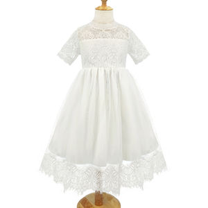 ชุดเดรสลูกไม้สำหรับเด็กผู้หญิง ดีไซน์ลายดอกไม้ ชุดเจ้าหญิง แขนสั้น ชุดราตรีงานปาร์ตี้ ชุดกระโปรงตาข่ายสำหรับเด็กผู้หญิง เสื้อผ้าลำลอง - Product Image 3