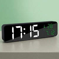 Moderner Minimalistischer LED-Musikwecker YAOQIU YQ-8810A mit Großem Bildschirm, Spiegelfinish und Nachleuchtender 24-Stunden-Anzeige
