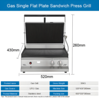 Gril à gaz commercial, plancha, presse à panini, gril à contact à rainures intégrales pour hamburgers et sandwichs