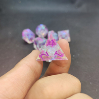 Ensemble de dés numériques transparents en résine bleue à bords coupés, 7 pièces, dés polyédriques, jeu de société RPG pour explorateurs