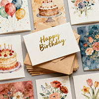 Usine personnalisée imprimé 50 pièces/paquet en vrac 4x6 pouces cartes de joyeux anniversaire enregistrables avec enveloppes et autocollants assortis