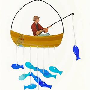 Carillon éolien créatif moderne en métal artisanal avec pendentif en verre coloré pour décoration de jardin et cour extérieure - Product Image 3