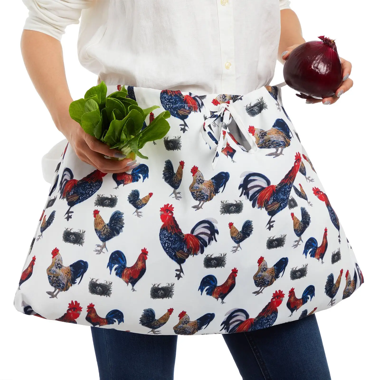 Gardening Harvest Schürzen Style Chick Printed Pattern Freisprech-Taillen schürze mit verstellbarem Verband 2 Taschen Polyester Schürzen