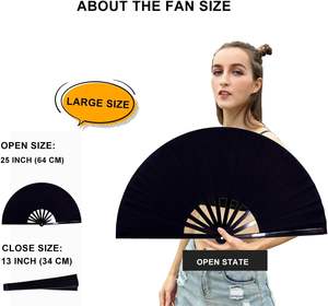 Abanico Plegable Personalizado de Plástico Grande para Eventos, Bodas, Festivales de Música y Baile, Abanico de Tela Reutilizable para Aplaudir - Product Image 6