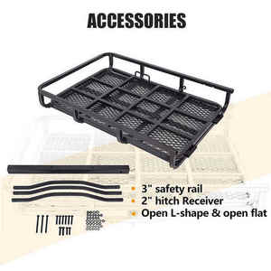 <span class=keywords><strong>Porte</strong></span>-bagages pliable pour attelage arrière de 2 pouces, capacité de <span class=keywords><strong>500</strong></span> lb, panier à bagages avec support de toit, support d'attelage pour toit de voiture - Product Image 5