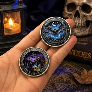 <span class=keywords><strong>Moneda</strong></span> Conmemorativa de Murciélago Voador Nocturno de Aleación de Zinc, <span class=keywords><strong>Moneda</strong></span> de Desafío de Halloween de Brujería Gótica en Plata Antigua, Recuerdo Coleccionable - Product Image 3