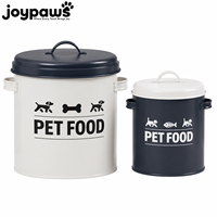 Wadah Baja Anti Lembab Grosir, Tempat Penyimpanan Makanan Anjing Kucing Besar dengan Tutup Logam Kedap Udara, Kaleng Penyimpanan Makanan Hewan Peliharaan dengan Tutup