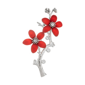 Muyu Plum Blossom Brooch Red Flower Zinc Alloy Women's Party Accessory - Product Image 5