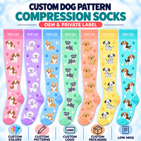 Chaussettes de compression personnalisées à motif chien, hautes jusqu'au genou, pour le sport, pour femmes et hommes, OEM, marque privée, vente en gros, douces, extensibles, faible MOQ