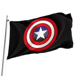 Wholesale High Quality Captain America Shield Flag 3*5ft 100% Polyester Material Double Sided Printing