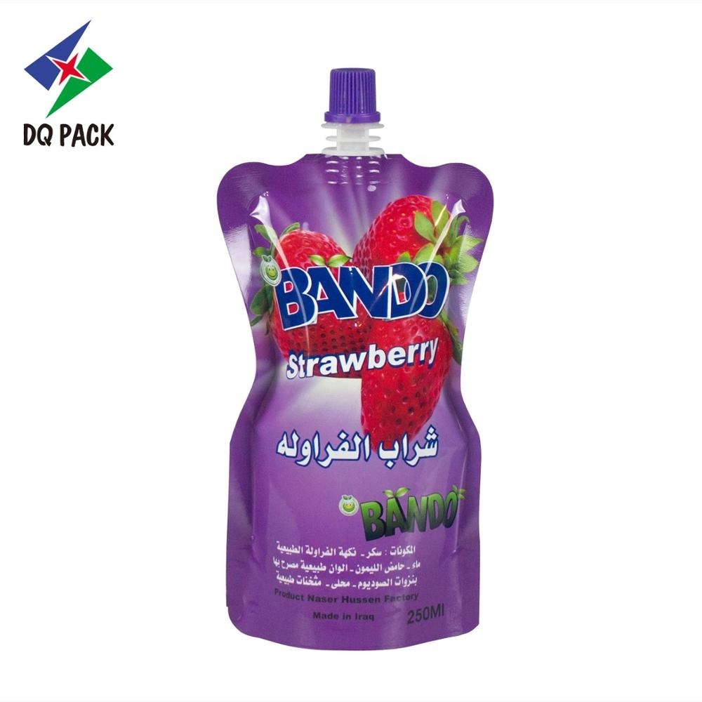 Boisson en plastique stratifié imprimé doypack avec bec verseur pour 250 ml emballage