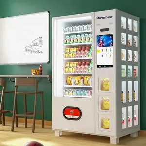 Vendlife Combo Máquina de Venda Automática De Alimentos para o Lanche e Bebida para o frio de café Máquina de venda automática de algodão doce com locker distributeur