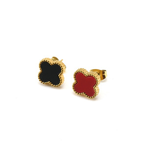 Zogxin Stud <b>Earrings</b> <b>Red</b> And Black Cartoon Flower Shape Stainless Steel Fashion Jewelry For Women - Product Image 5