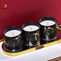 UOBOBO Pot à bougie rond en céramique marbrée noire, récipients et bols pour bougies, vente en gros