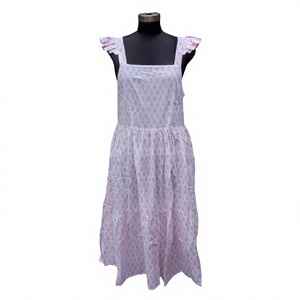 Vestido Midi de Mujer, Estilo Vintage, 100% Algodón, Hecho a Mano, Estampado Floral Digital, Cuello Cuadrado, Estilo con Volantes, Manga Regular - Product Image 1