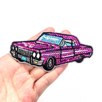 Patchs à sequins vintage pour voitures Lowrider, appliques brodées de voitures classiques rétro, patchs thermocollants Y2K Streetwear pour vestes et sweats à capuche