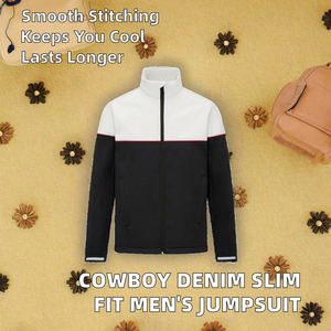 Chaqueta de Motociclista para Hombre, Estilo Vaquero, de Mezclilla, de Alta Calidad, Transpirable, Corte Ajustado, Poliéster/Algodón - Product Image 2