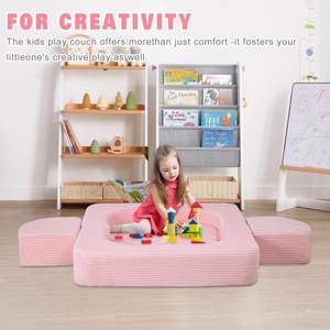 Sofá Modular Moderno de 2 Plazas para Niños Yoonnie, con Bloques de Espuma y 2 Taburetes, para Uso en Dormitorio, Sala de Estar y Escuela - Product Image 4
