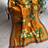 Écharpe élégante en satin effet soie, motif géométrique et floral vintage, châle de soirée de luxe pour femme 180*85cm, plusieurs couleurs disponibles