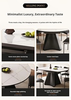 Ensemble de table à manger extensible de luxe moderne avec plateau en pierre frittée écologique, 6 places, design contemporain pour hôtel et famille