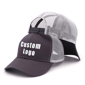 Gorro de camionero liso de 6 paneles de algodón de <span class=keywords><strong>color</strong></span> sólido, gorra deportiva formal de calle al por mayor, gorra de malla en blanco, parches bordados con logotipo personalizado - Product Image 1