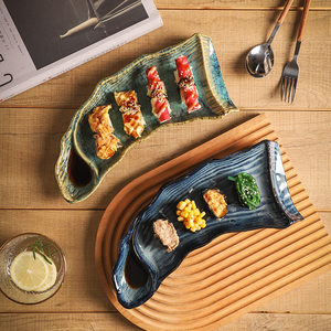 Platos irregulares de porcelana japonesa <span class=keywords><strong>para</strong></span> Sushi, plato de 12 pulgadas, plato de cerámica de diseño único, <span class=keywords><strong>vajilla</strong></span> <span class=keywords><strong>para</strong></span> restaurante de Hotel - Product Image 2
