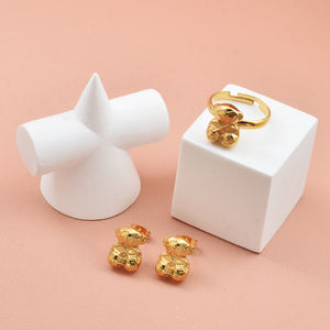 Avrupa'nın en çok satan moda oyuncak ayı takı seti, küpe, yüzük, kadın minimalist takı seti, hediyeler - Product Image 1