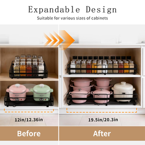 Organisateur de placard coulissant sans perçage, étagères de rangement extensibles à glissière silencieuse, panier pour cuisine et garde-manger - Product Image 5