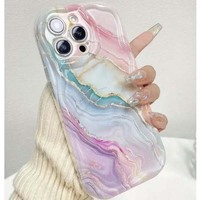 Coque de téléphone portable en silicone TPU à motif marbré et bord ondulé pour iPhone 8 X Xr Xs Max 11 12 13 14 15 16 17