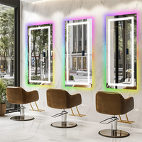 USA Drop-shipping Grand miroir de salle de bain Bluetooth RGB LED Rectangle Anti-buée Miroir de courtoisie avec affichage de l'heure, de la date et de la température