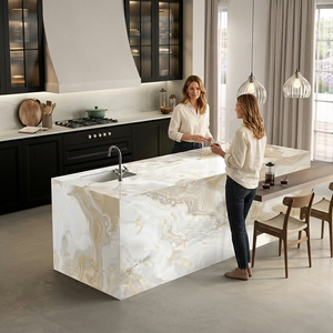 Losas de porcelana de piedra sinterizada pulida brillante Delmare 1600x3200mm para encimeras de cocina y pasillos 160x320 cm diseños de granito - Product Image 6